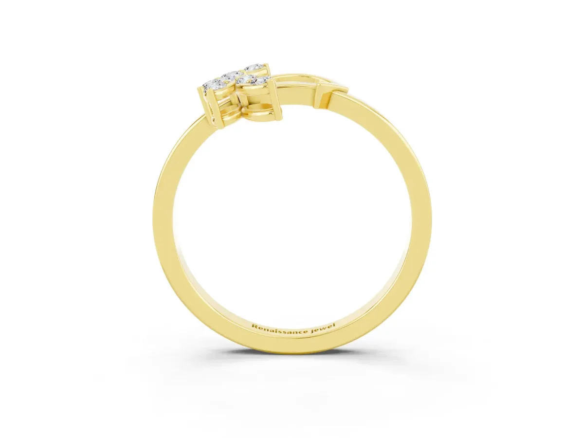 Marquise Moissanite Cluster Bypass Ring with Prong Setting Yellow gold