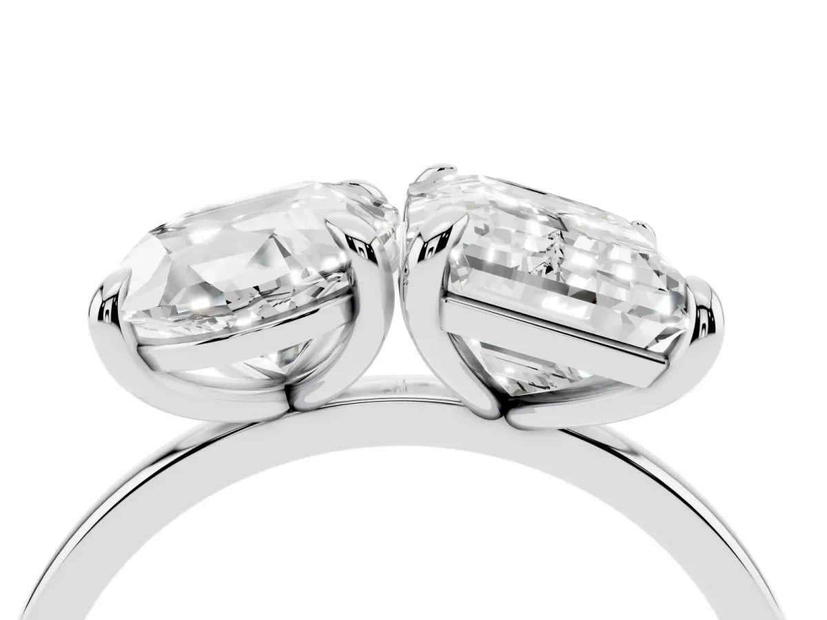 Oval and Radiant Toi Moi Ring with Prong Setting and Plain Band Platinum