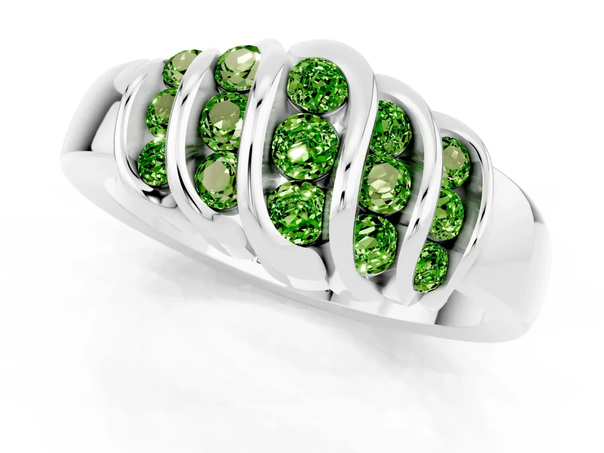 Round Peridot Multi-Row Crossover Band Platinum