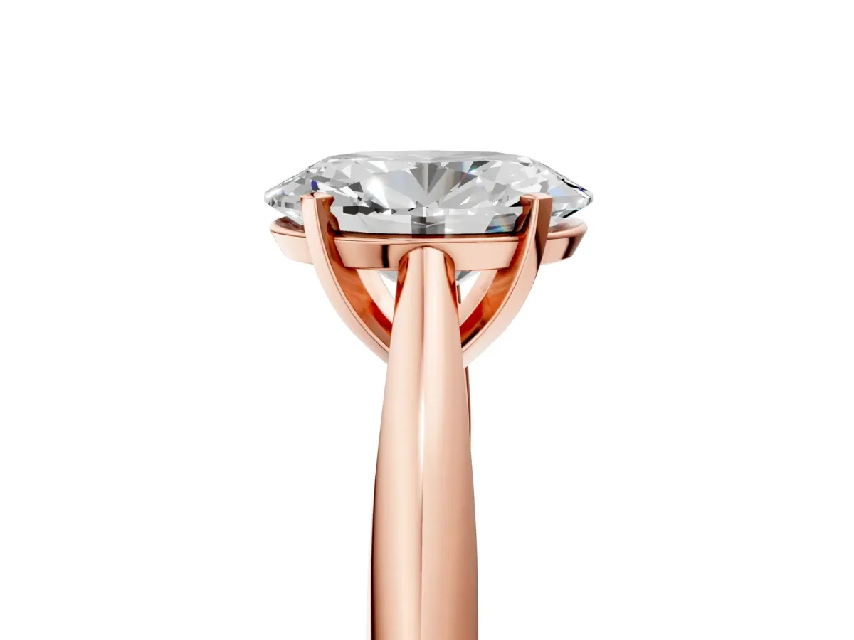 Oval Cut Diamond Solitaire Engagement Ring with Cathedral Setting and Four-Prong Mount Rose gold