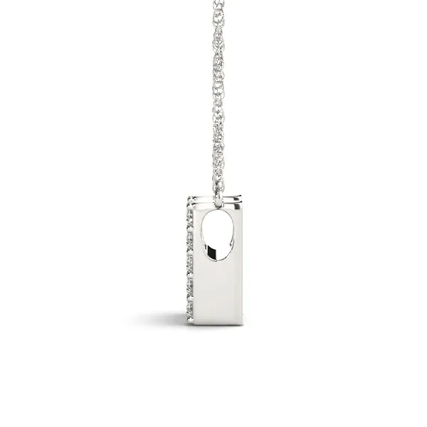 Pavé Round Diamond Letter H Initial Pendant Silver