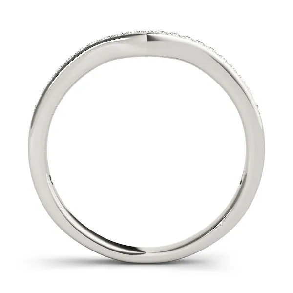 Diamond Pavé Round Stone Contour Band White gold
