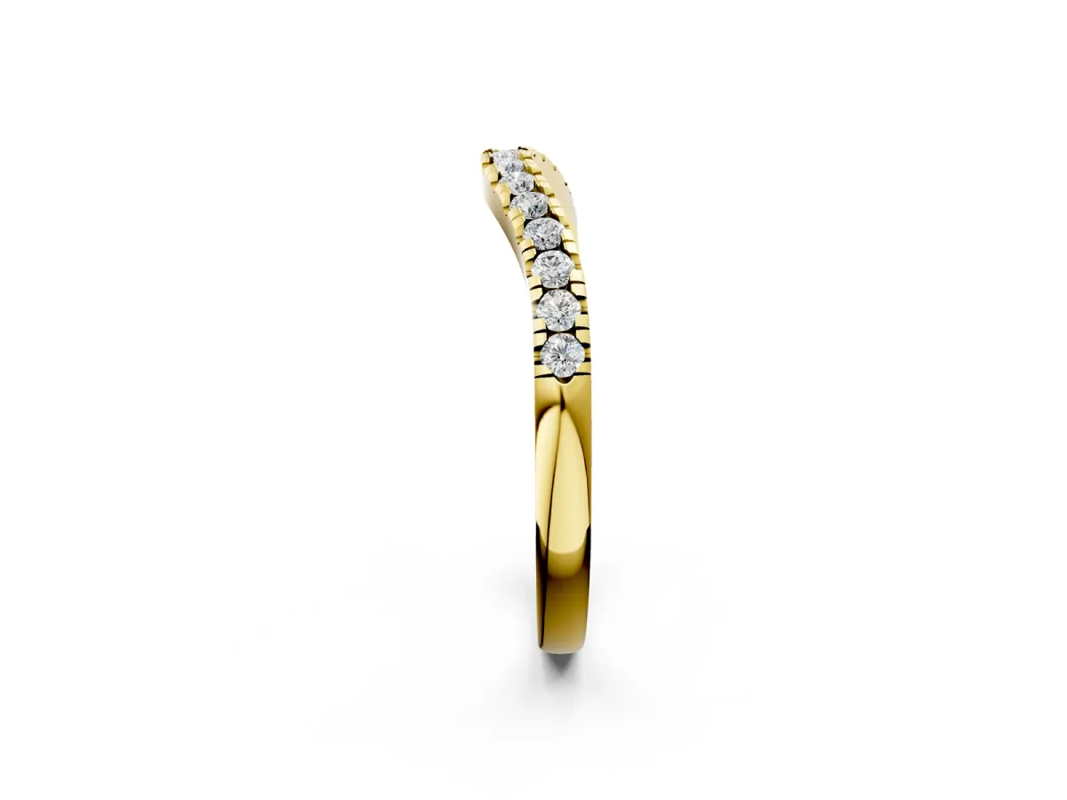 Diamond Pavé Curved Wedding Band Yellow gold