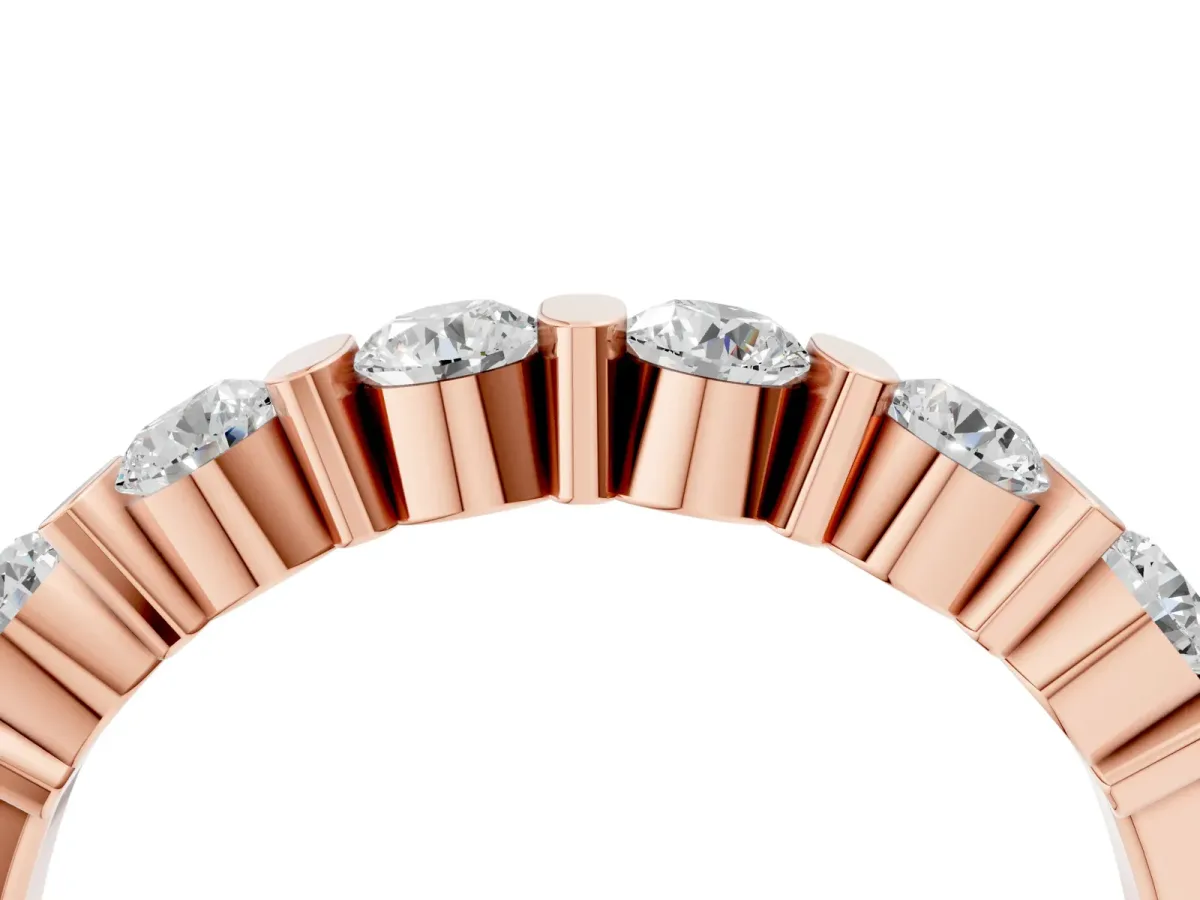 Channel Set Round Diamond Half Eternity Band Rose gold