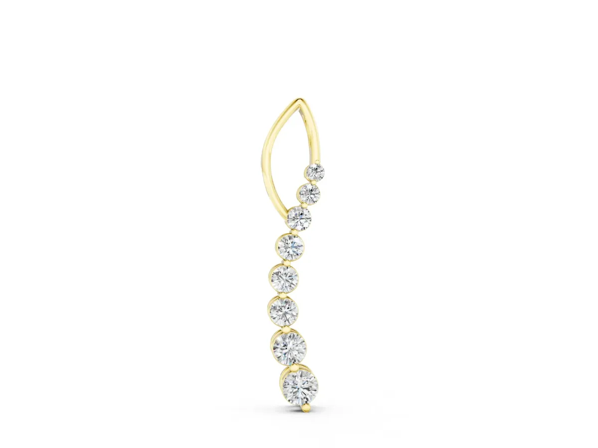 Round Diamond Channel Set Vertical Bar Pendant Yellow gold