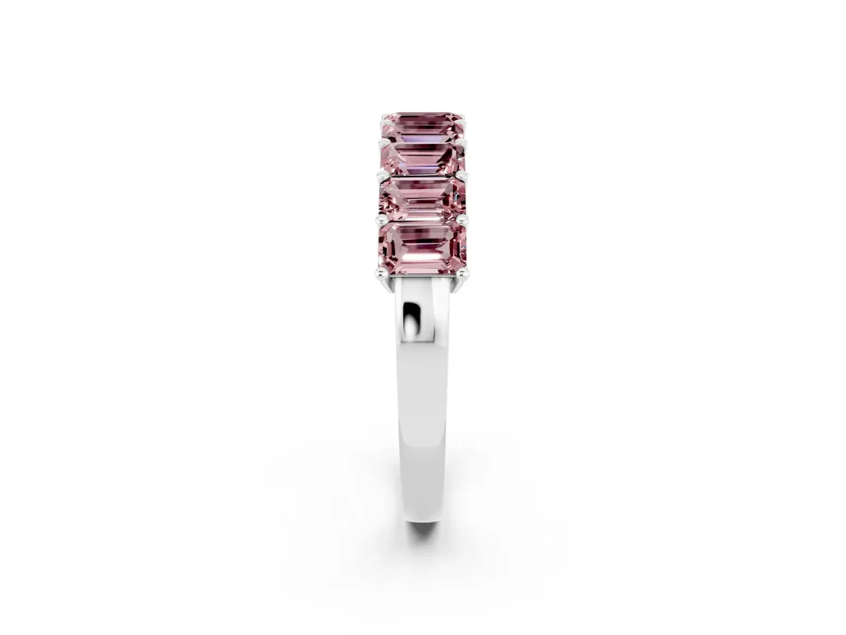 Emerald Cut Morganite Prong-Set Eternity Band White gold