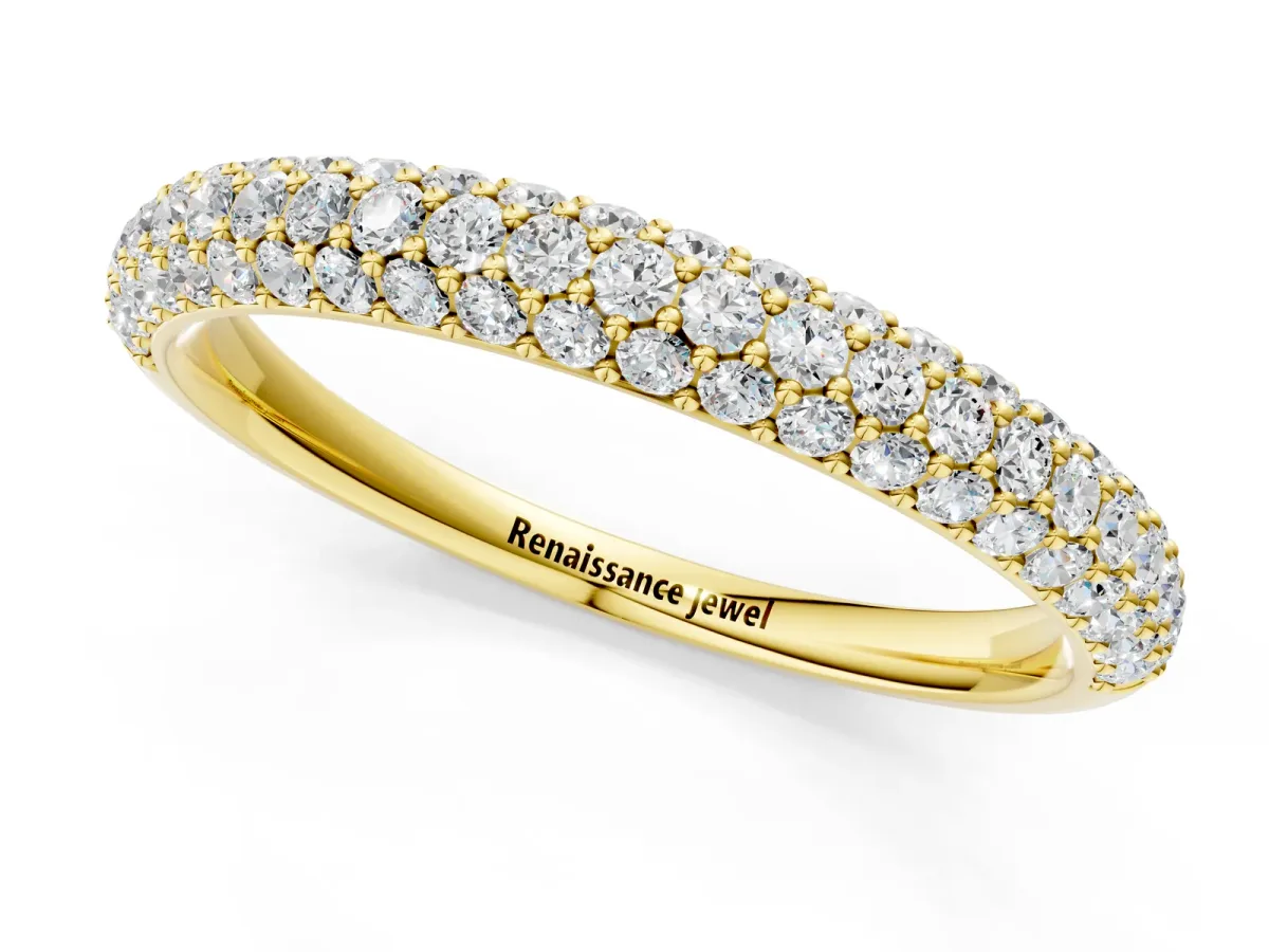 Round Diamond Pave Set White Gold Eternity Band Yellow gold
