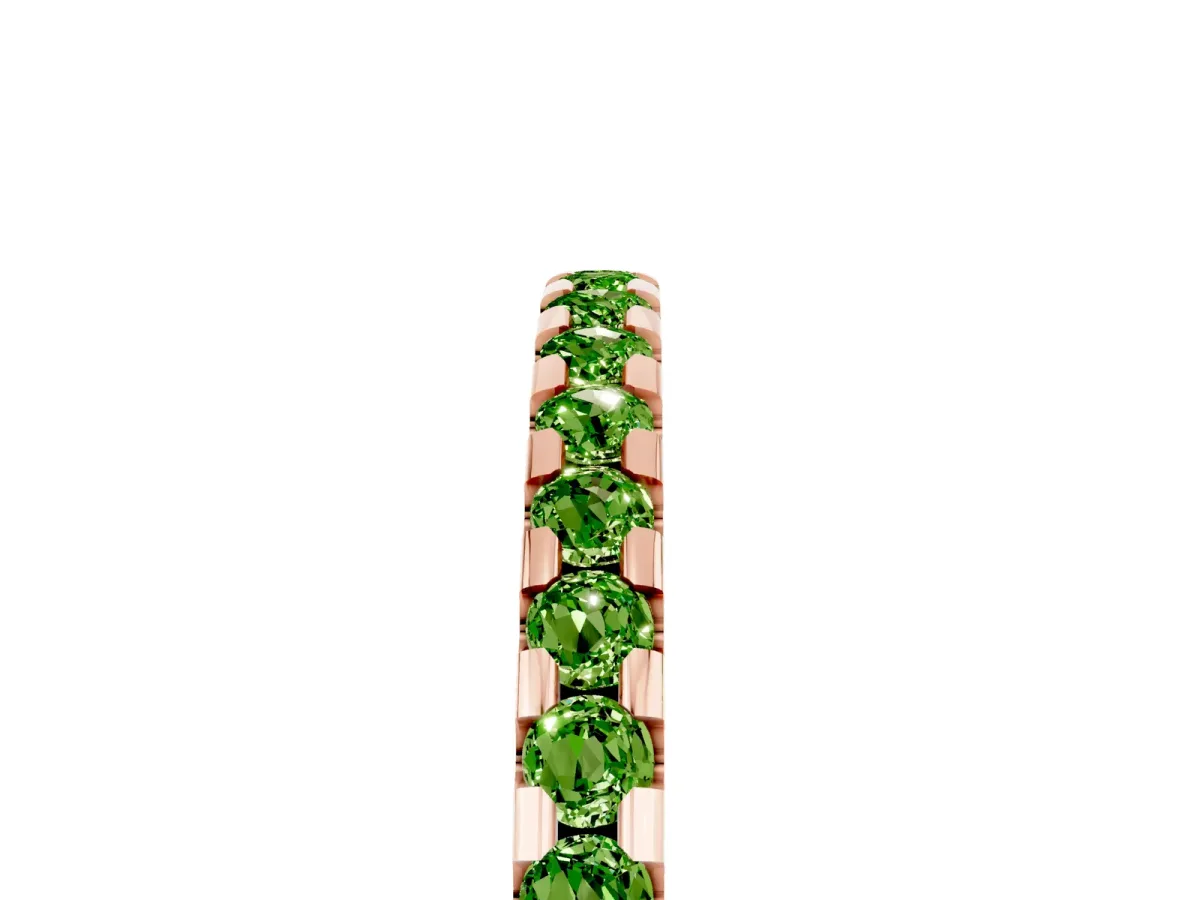 Round Peridot Pavé Set Eternity Band with Micro Prong Setting Rose gold