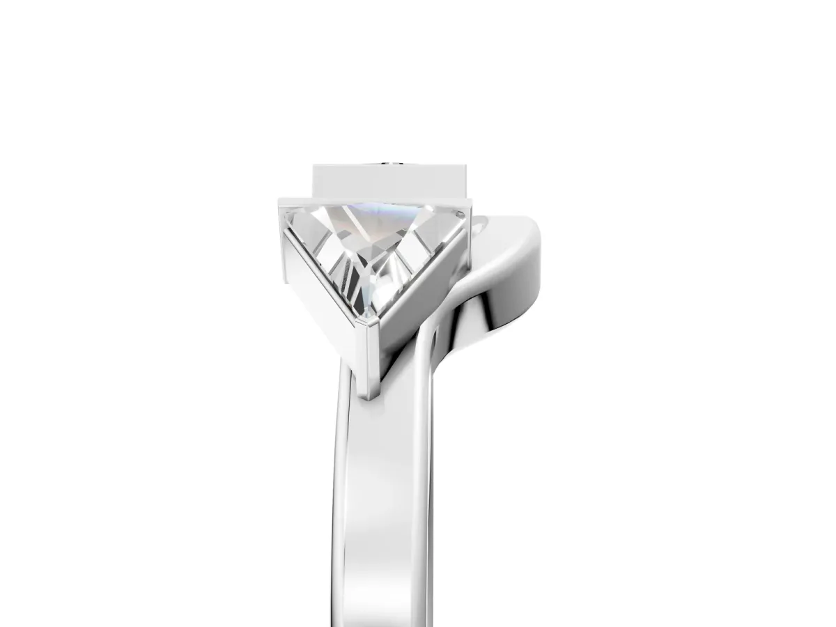 Trillion Diamond Open Band Ring with Bezel Setting Platinum
