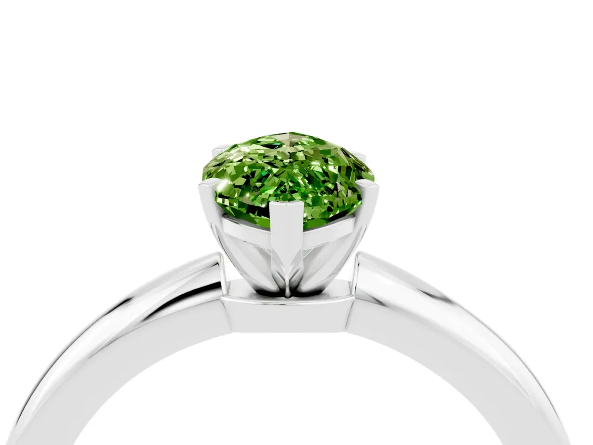Marquise Cut Peridot Solitaire Ring with Six-Prong Setting and Classic Band Platinum