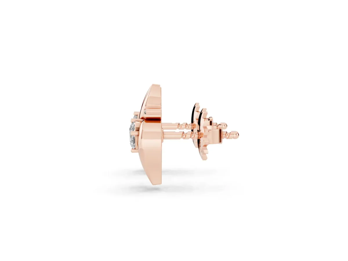 Oval Diamond Shell Stud Earrings Rose gold