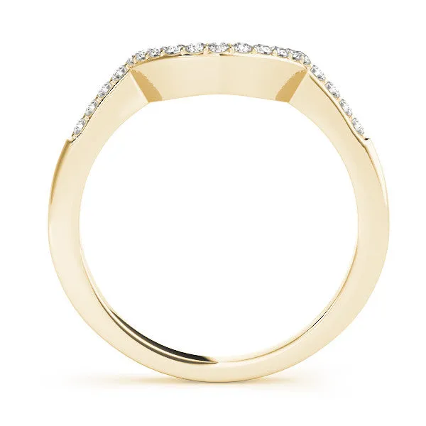 Pavé Round Diamond Contour Band with Prong Setting Yellow gold