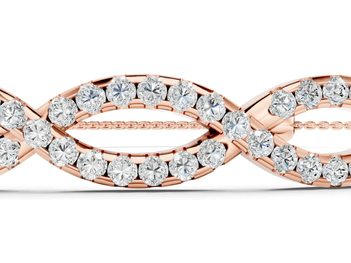 Pavé Marquise Infinity Chain Bracelet with Bezel Prong Setting Rose gold