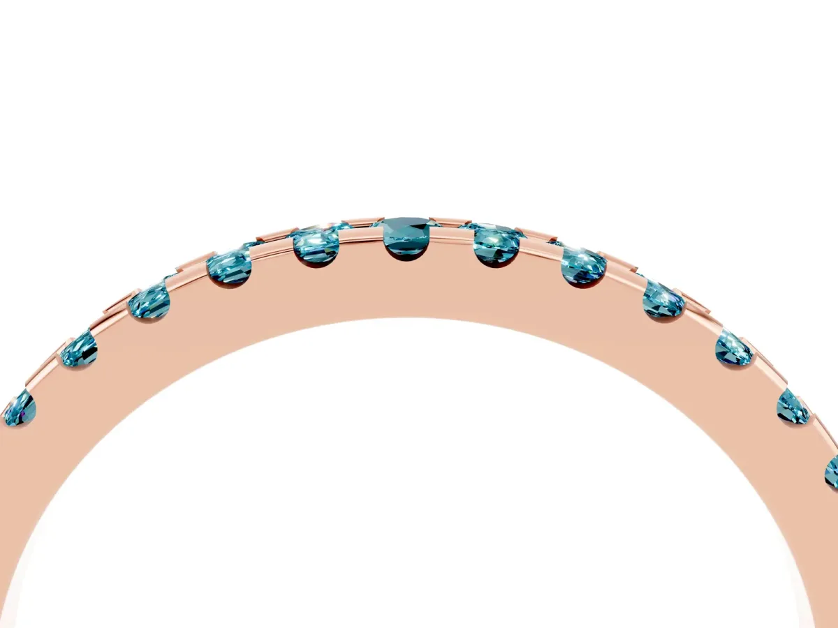 Round Blue Topaz Pavé Set Eternity Band with Micro Prong Setting Rose gold
