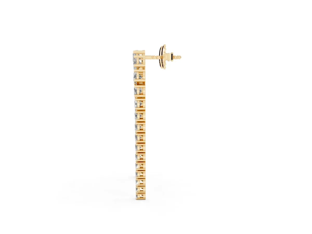 Round Diamond U-Shaped Drop Earrings Yellow gold