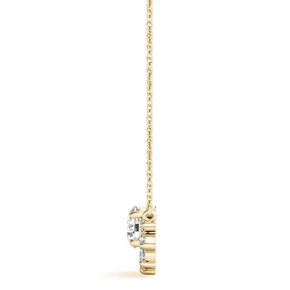 Round Cluster Diamond Pendant with Prong Setting Yellow gold