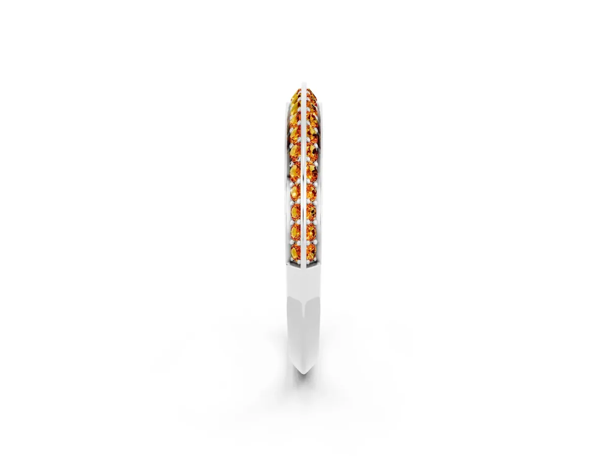 Double Row Pavé Round Citrine Eternity Band with Channel Setting White gold