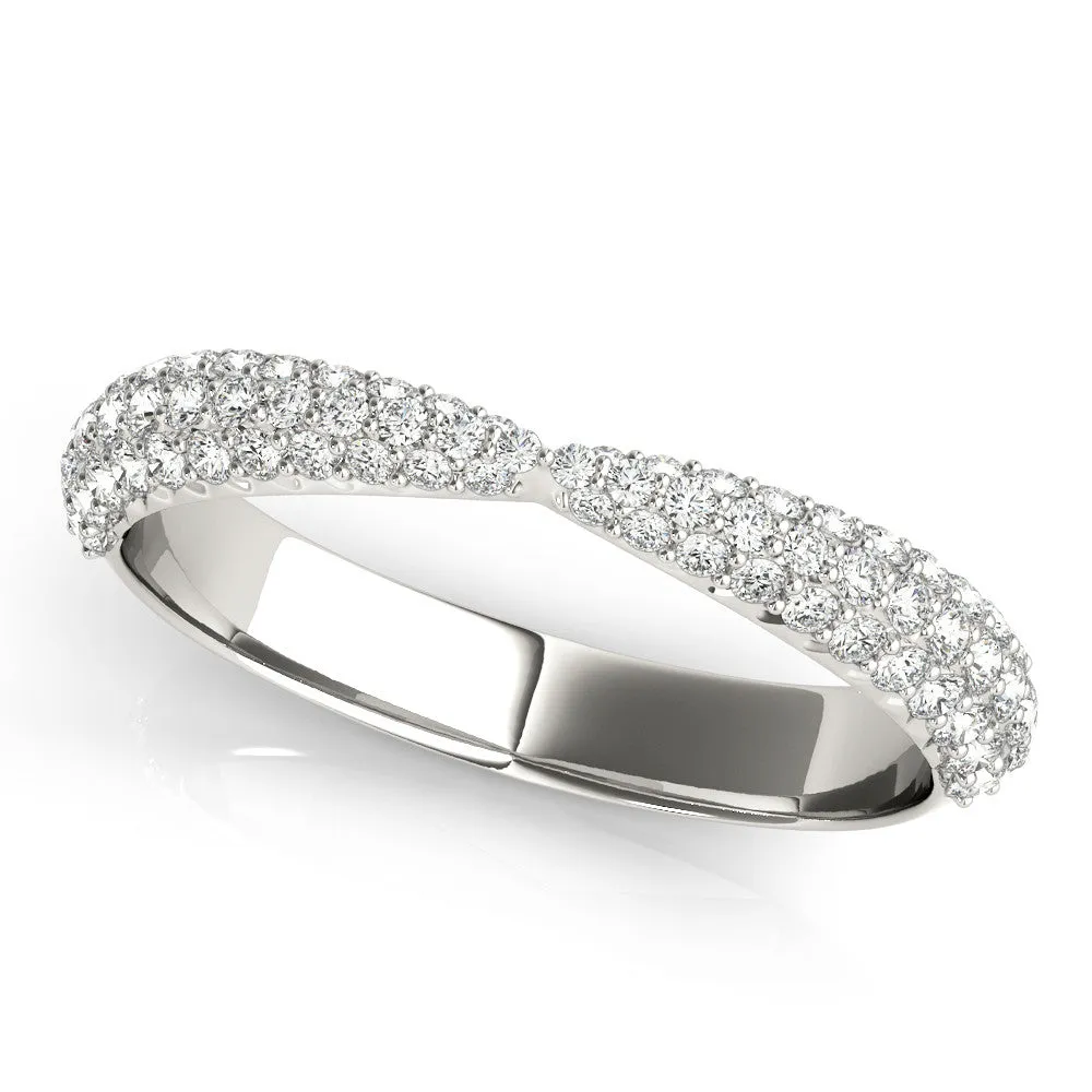 Pavé Round Diamond Twist Band with Micro Prong Setting Silver