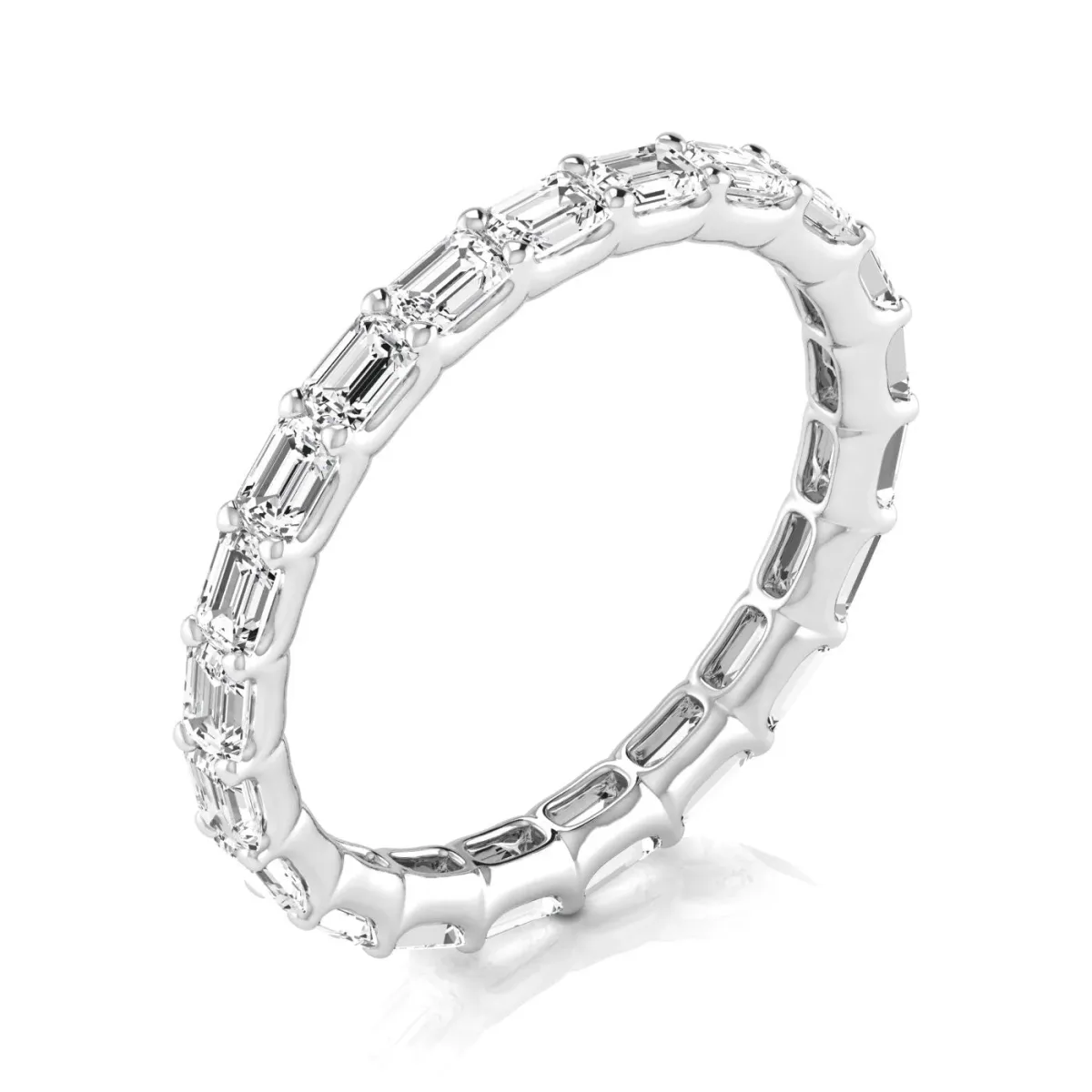 Emerald Cut Diamond Eternity Band with Shared Prong Setting White gold