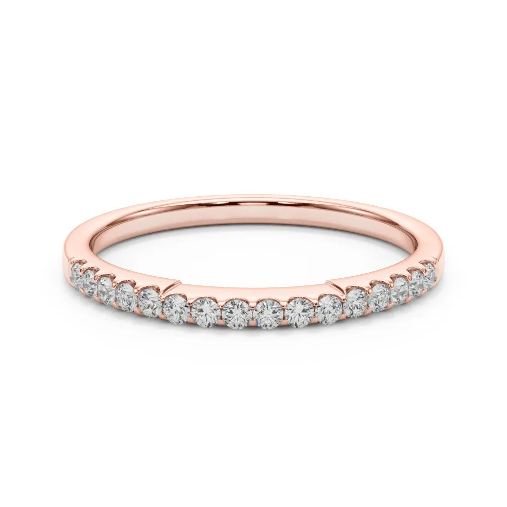 Round Diamond Pavé Half-Eternity Band with Shared Prong Setting Rose gold