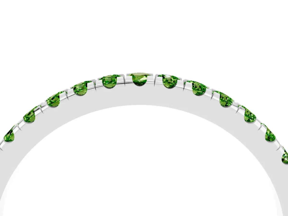 Pavé Round Peridot Half Eternity Band with Shared Prong Setting Platinum