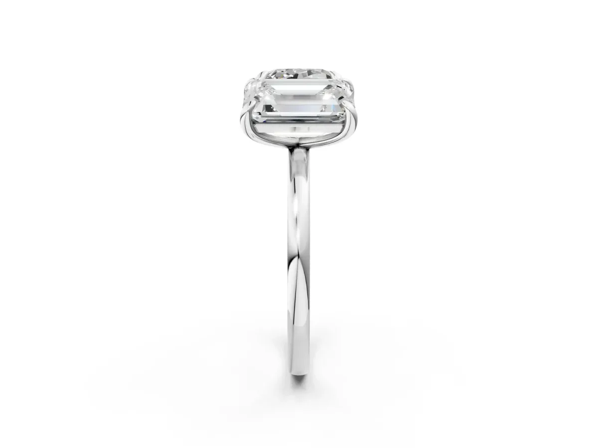 Cushion and Emerald Toi Moi Ring with Prong Setting and Plain Band Silver