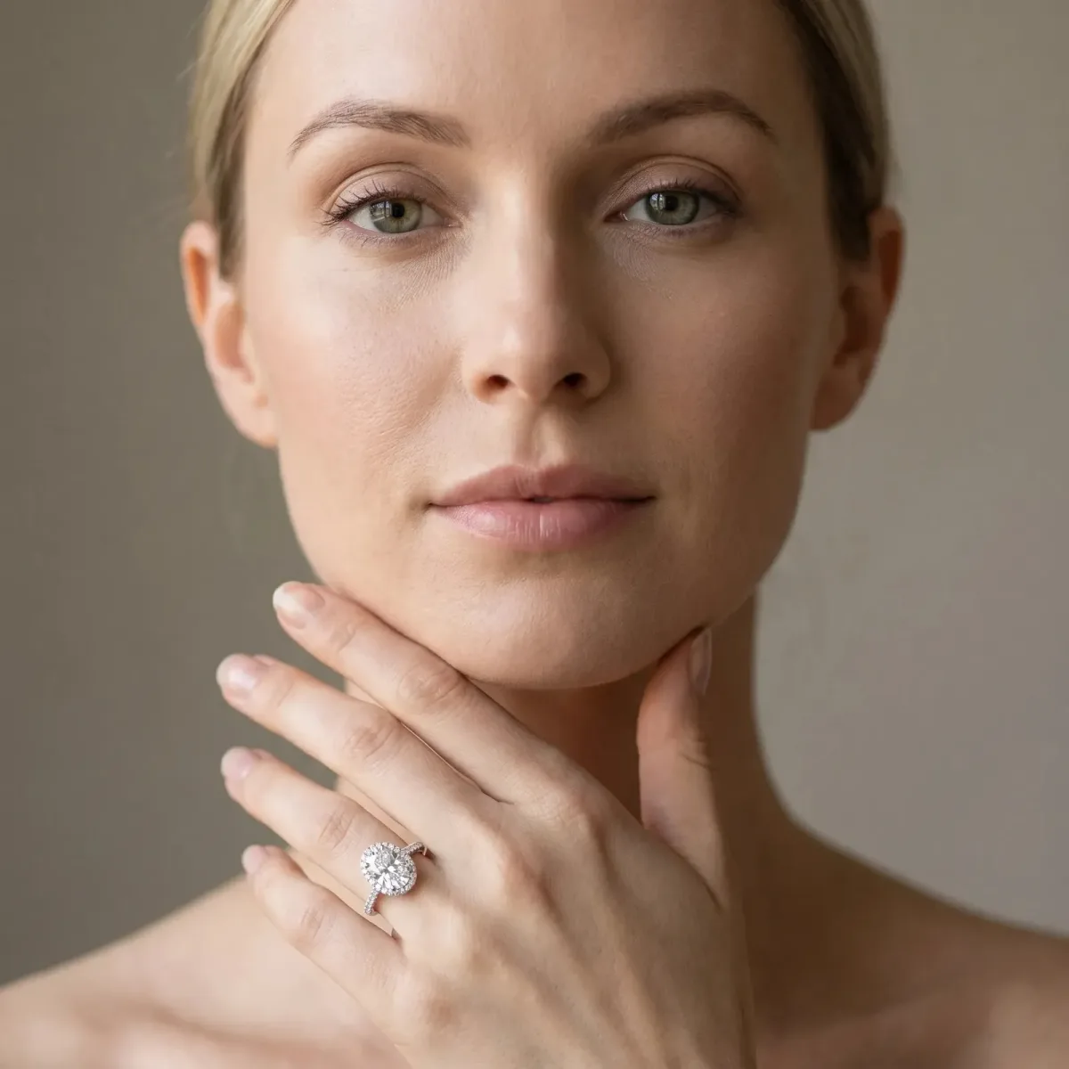 Princess Cut Diamond Halo Ring with Pavé Band and Prong Setting Silver