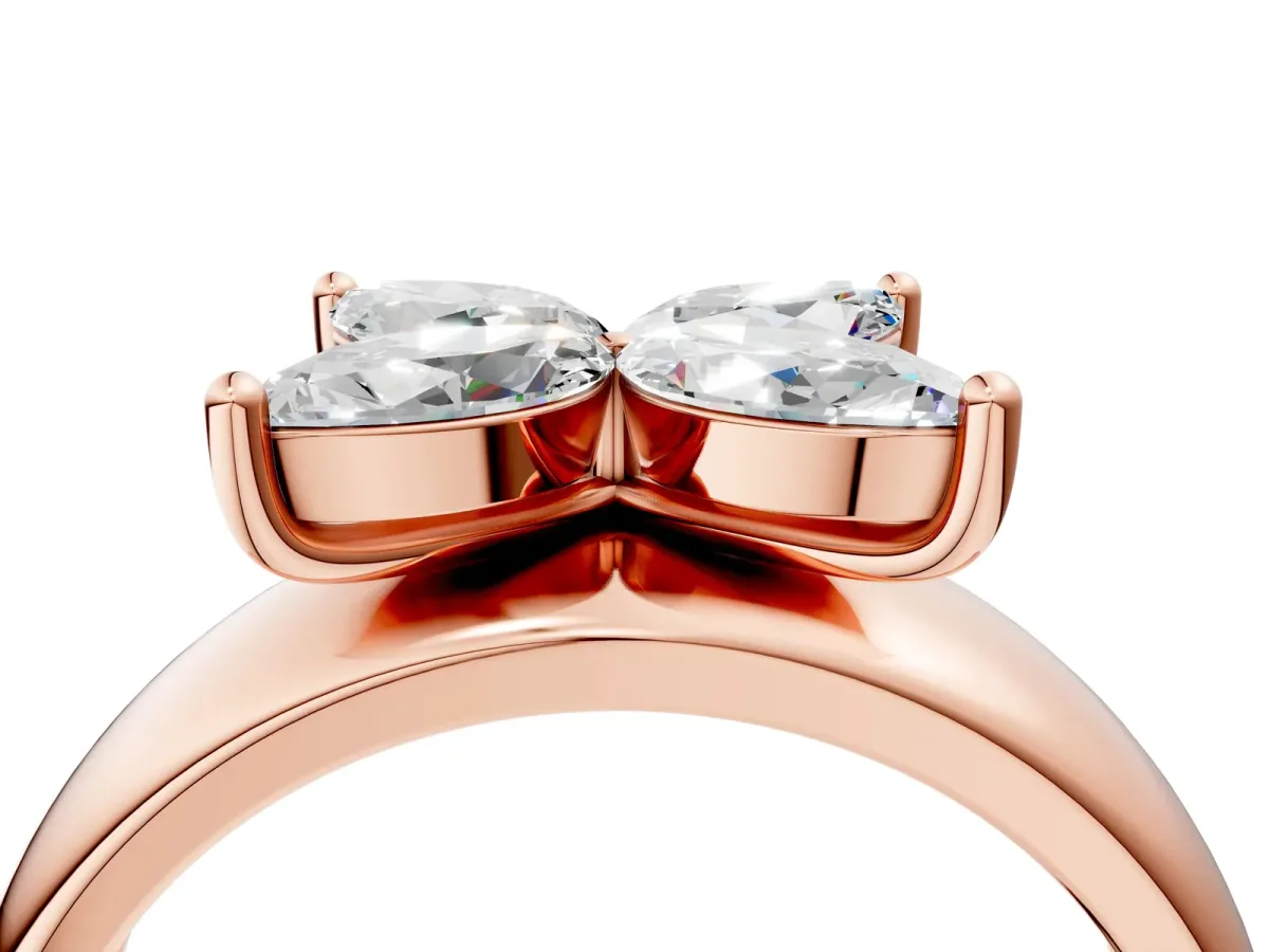 Marquise Diamond Floral Promise Ring Rose gold