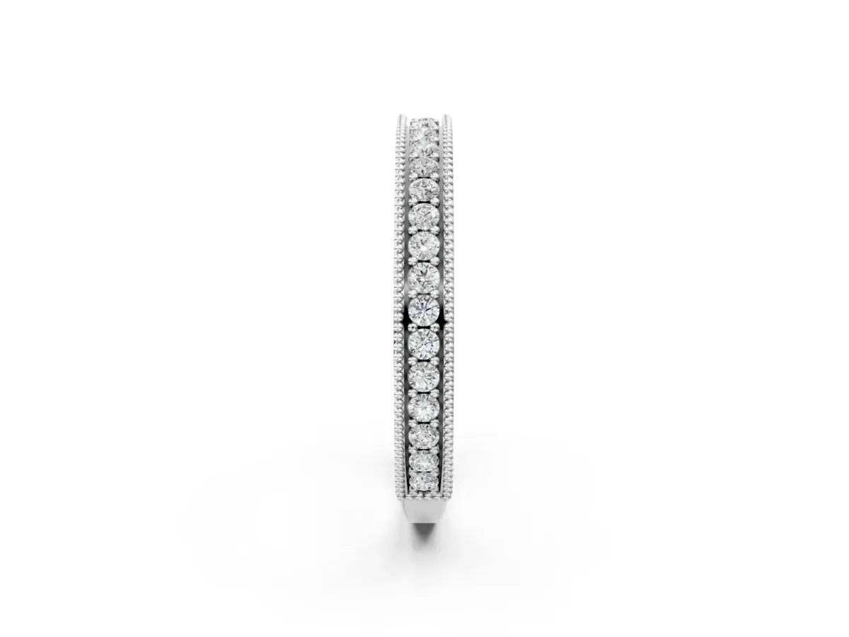 Round Cut Diamond Milgrain Pavé Eternity Band White gold