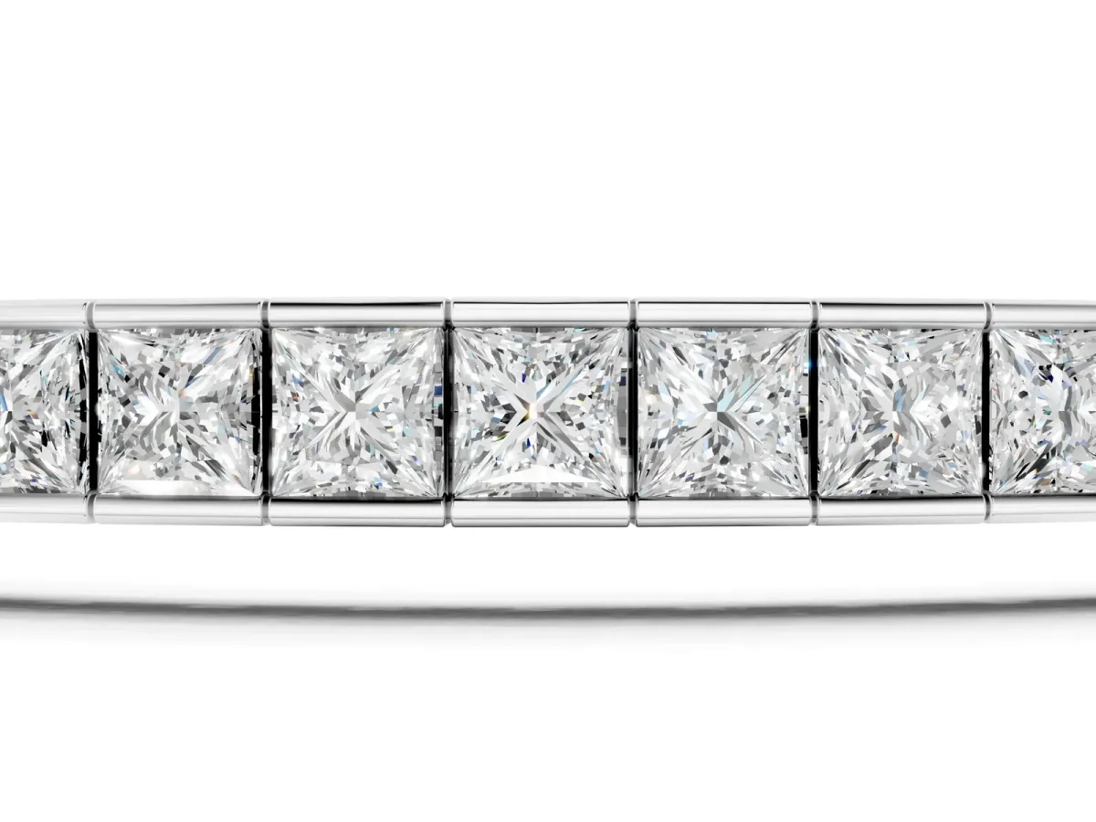 Princess Cut Channel Set Diamond Tennis Bracelet Silver