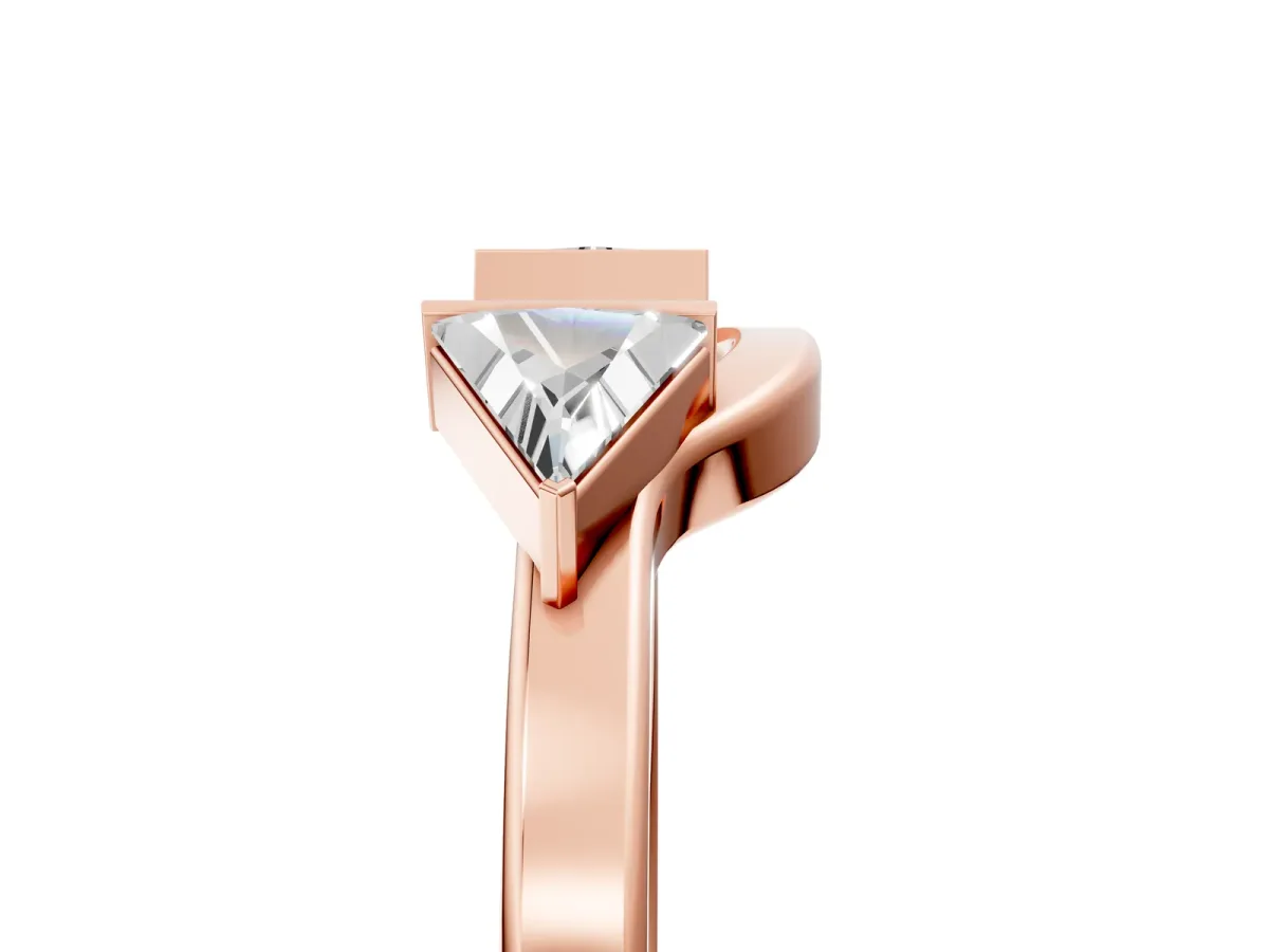 Trillion Diamond Open Band Ring with Bezel Setting Rose gold