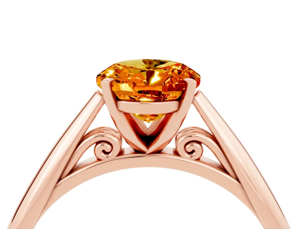 Oval Cut Citrine Solitaire Engagement Ring with Cathedral Setting and Four-Prong Mount Rose gold