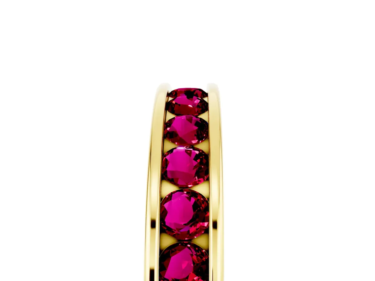 Channel Set Round Garnet Eternity Band Yellow gold