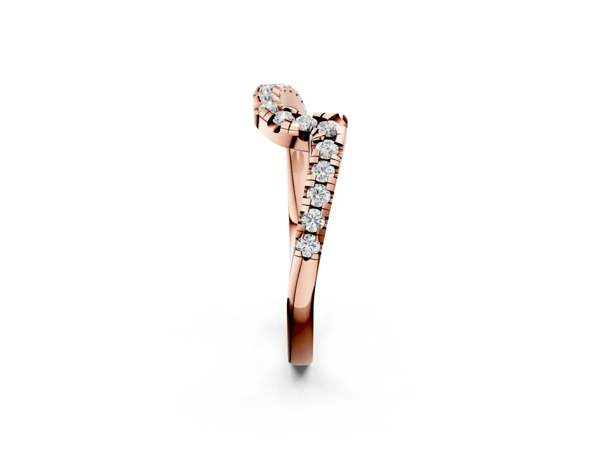 Pavé Round Diamond Chevron Band with Prong Setting Rose gold