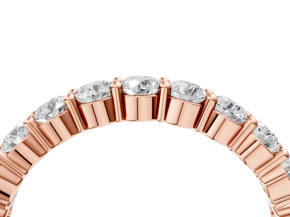 Round Diamond Half Eternity Band with Prong Setting Rose gold
