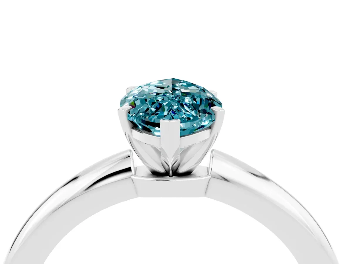 Marquise Cut Blue Topaz Solitaire Ring with Six-Prong Setting and Classic Band Silver