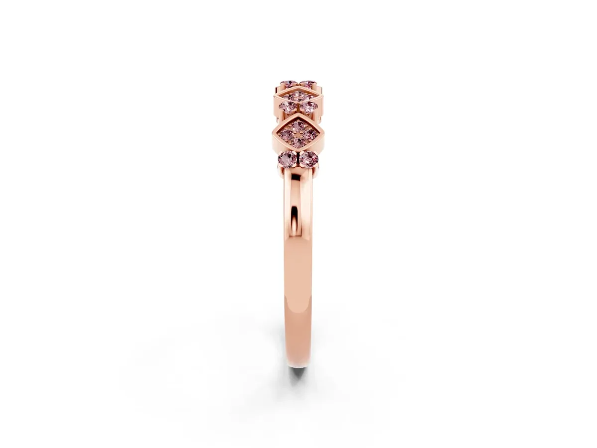 Pavé Cushion Morganite Cluster Eternity Band with Prong Setting Rose gold