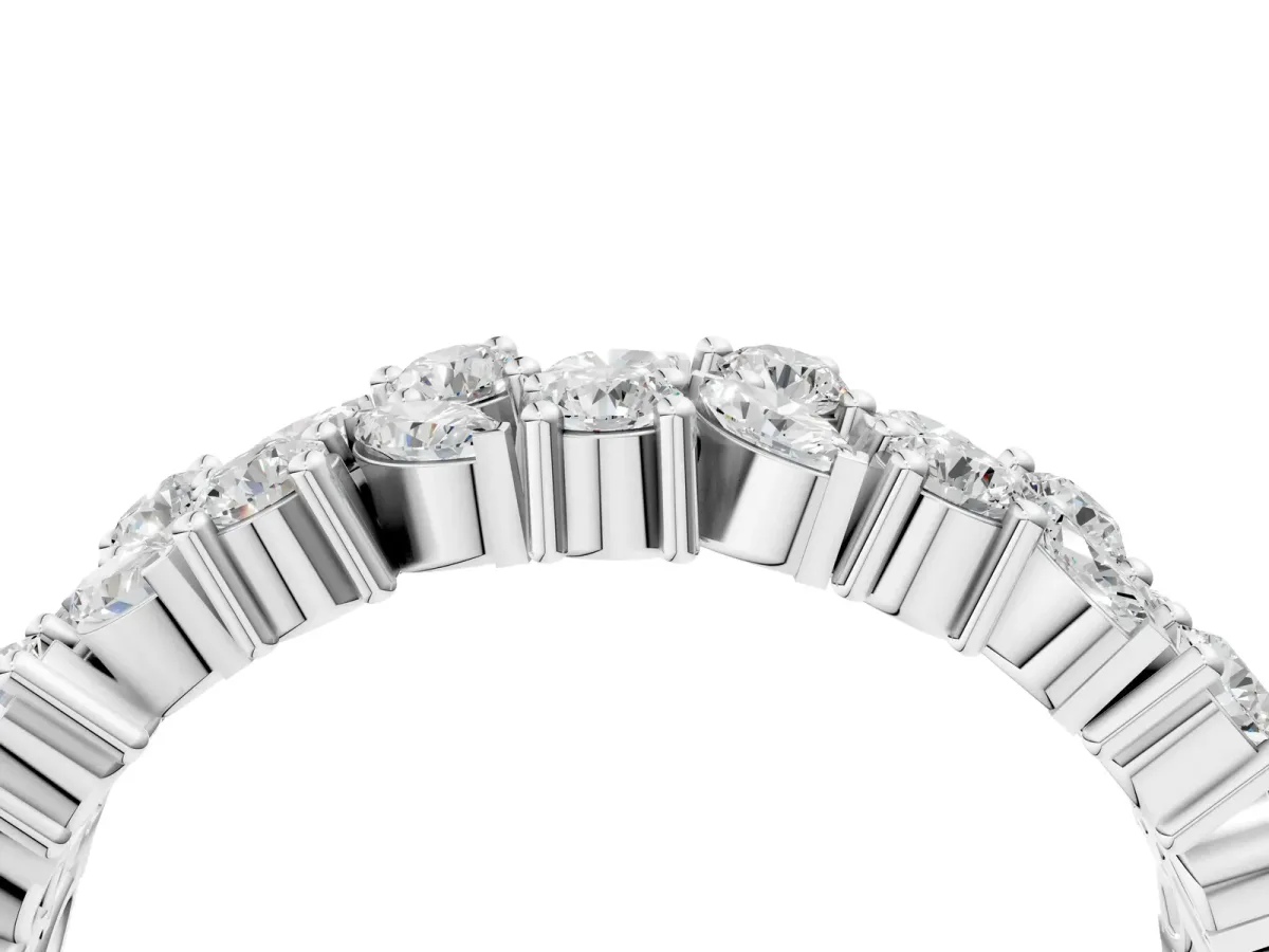 Pave Marquise and Round Diamond Eternity Band with Prong Setting Silver