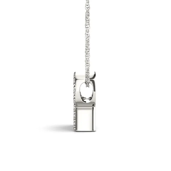 Pavé Round Diamond Prong Pendant White gold