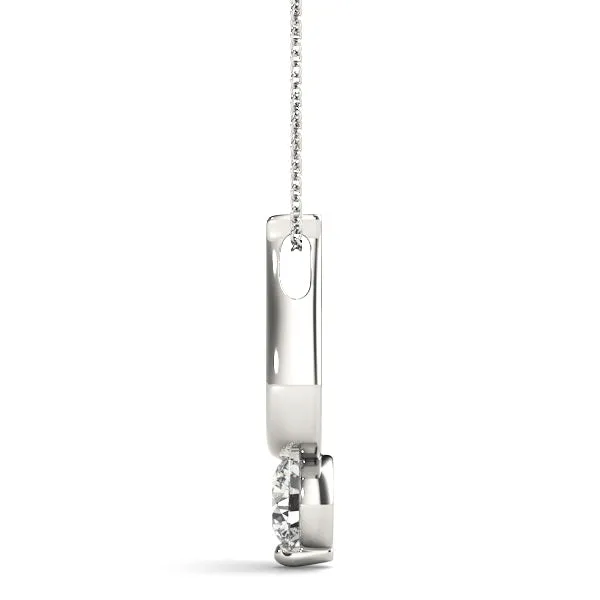 Round Solitaire Bezel Set Pendant Silver