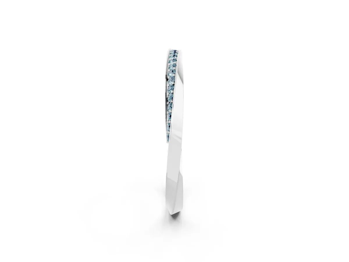 Pavé Round Aquamarine Twist Band White gold