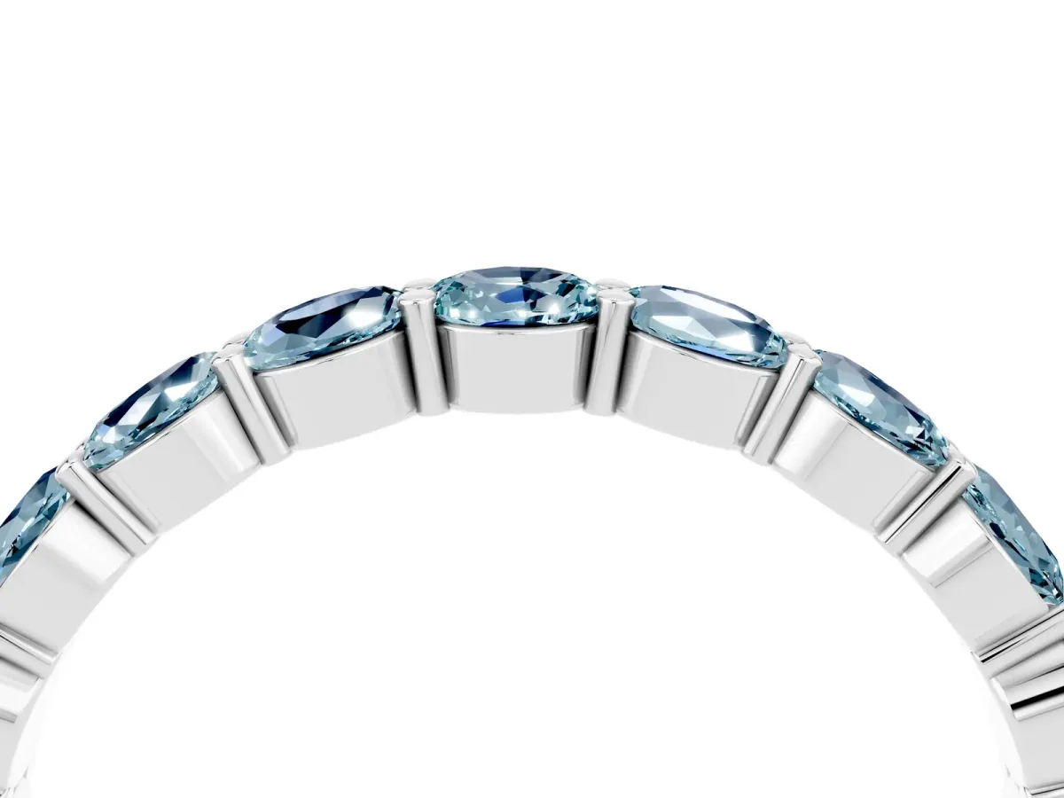 Round Aquamarine Eternity Band with U-Prong Setting White gold
