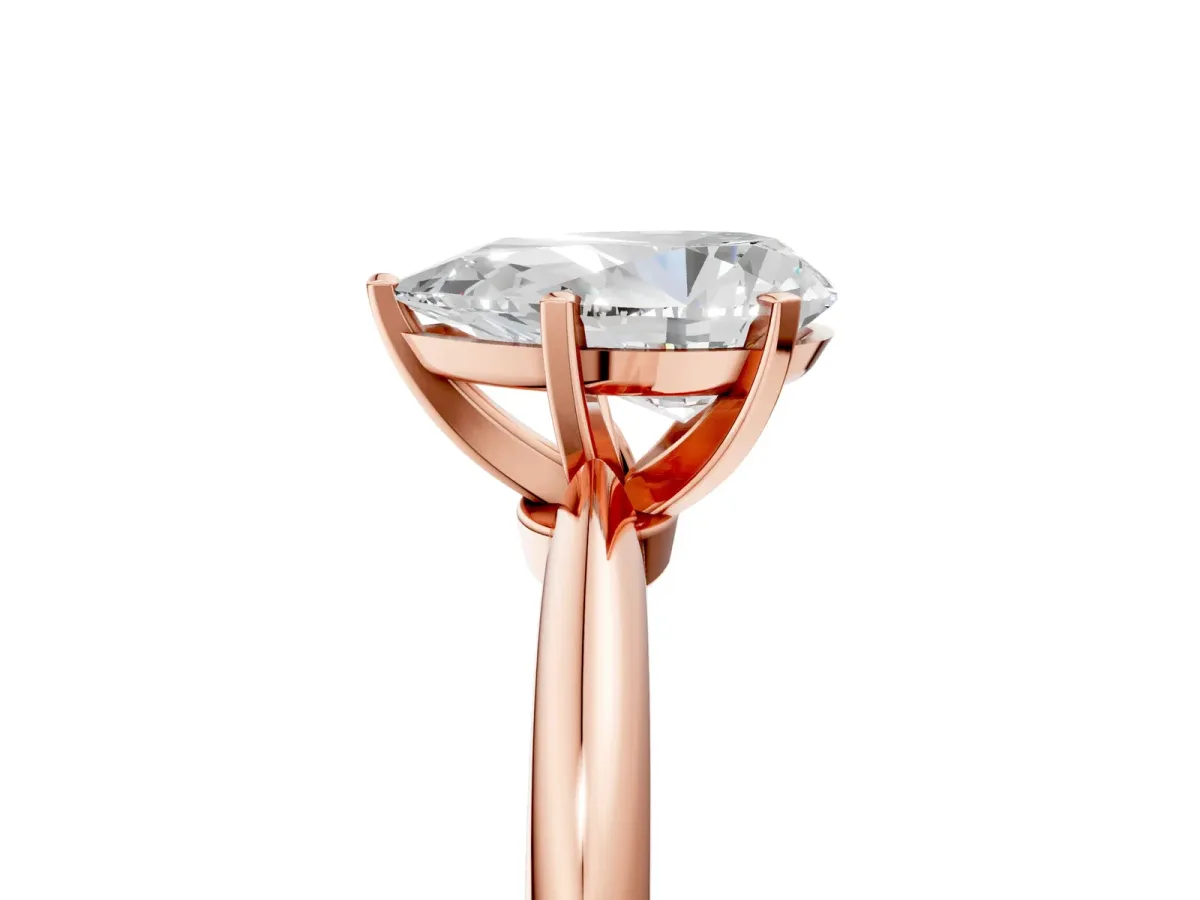 Pear Cut Diamond Solitaire Ring with Six-Prong Setting and Classic Band Rose gold