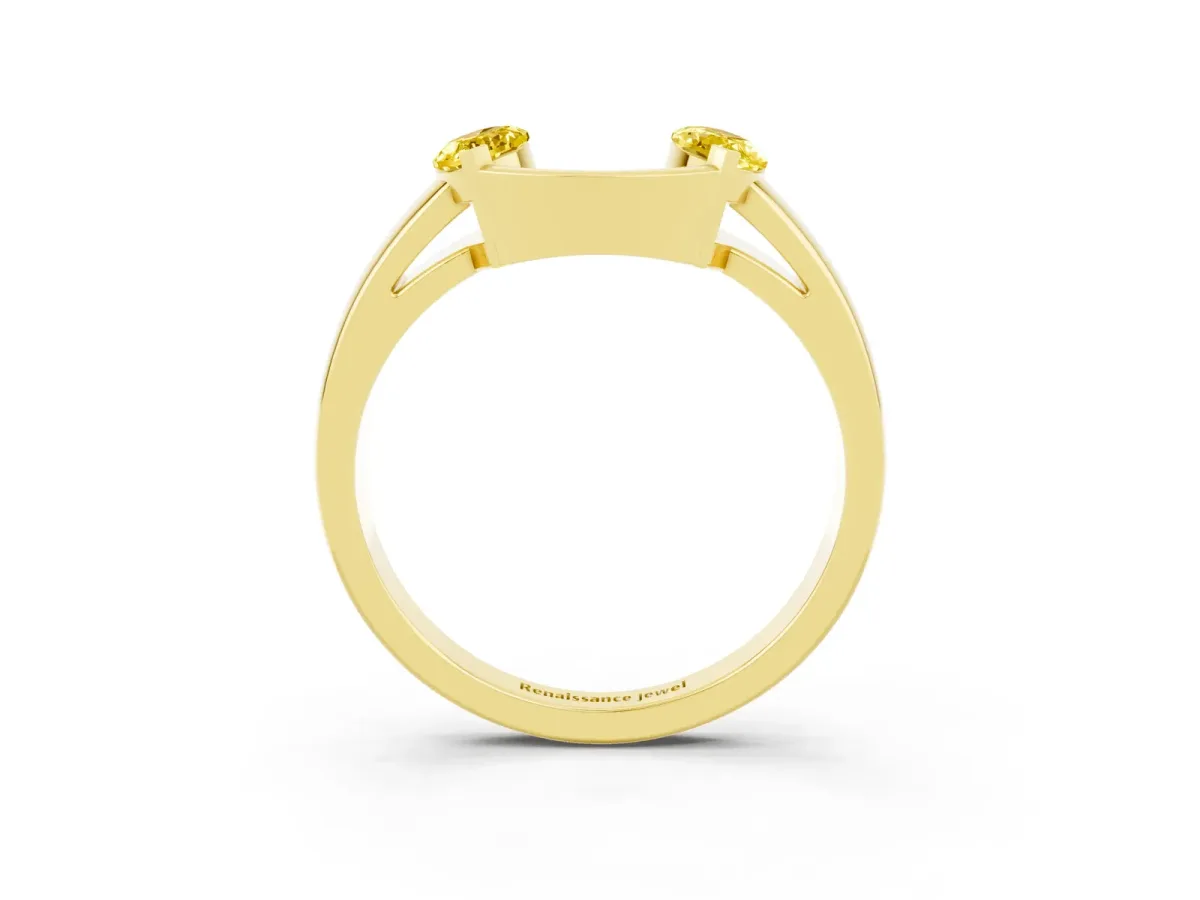 Marquise Yellow Sapphire Open Band Ring with Tension Setting Yellow gold