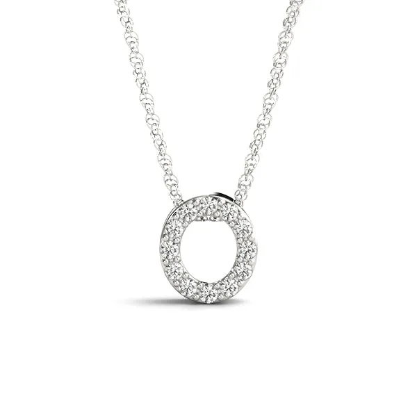 Round Pavé Diamond Circle Pendant White gold