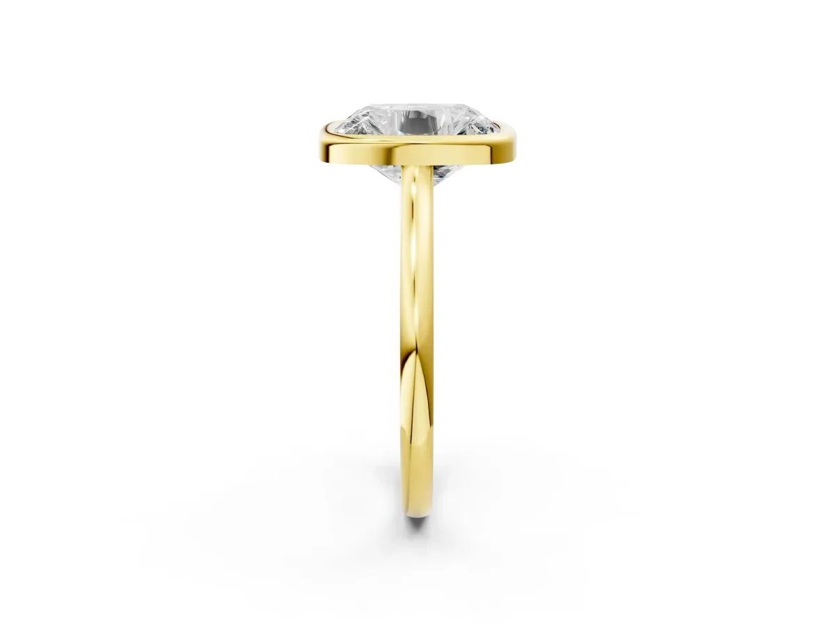 Old Mine Elongated Cushion Diamond Bezel Set Ring Yellow gold
