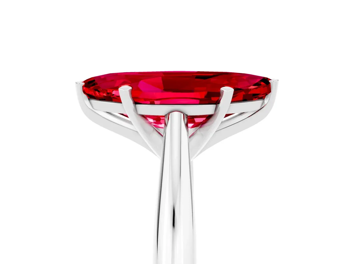 Marquise Cut Ruby Solitaire Engagement Ring with Cathedral Setting and Four-Prong Mount White gold