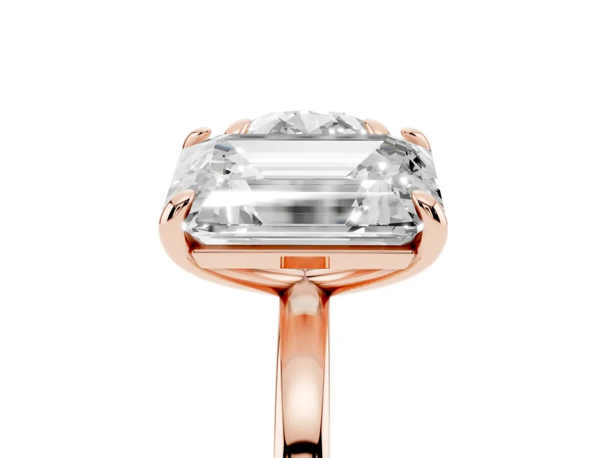 Round and Radiant Toi Moi Ring with Prong Setting and Plain Band Rose gold