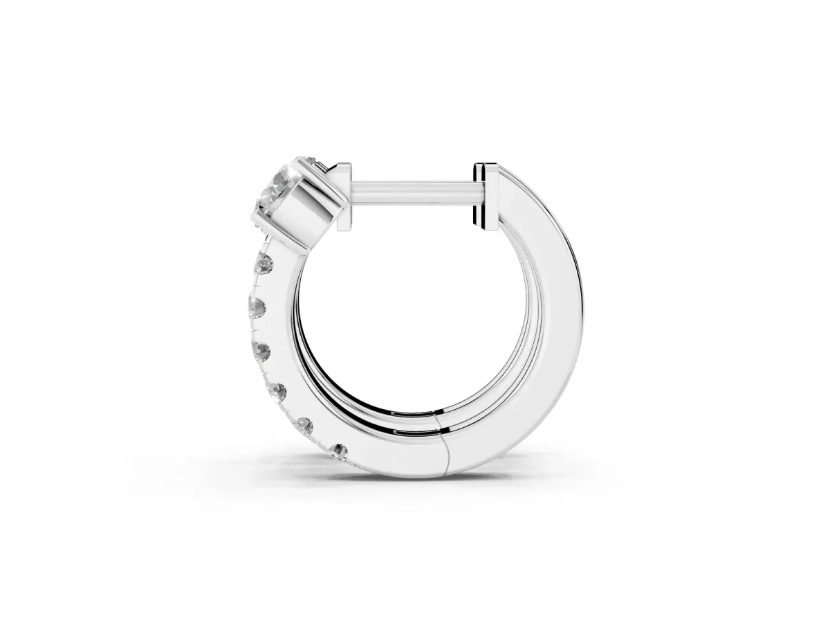 Round Diamond Taylor Huggie Hoop Earrings White gold