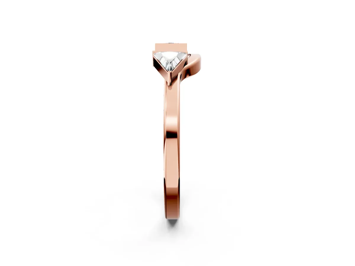 Trillion Diamond Open Band Ring with Bezel Setting Rose gold